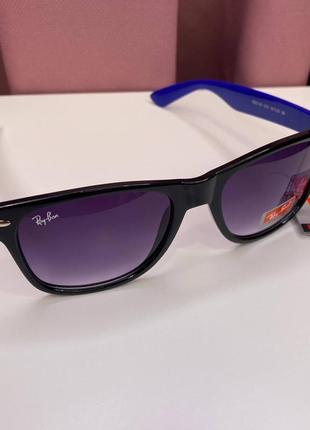 Очки ray-ban солнцезащитные черно-синие3 фото