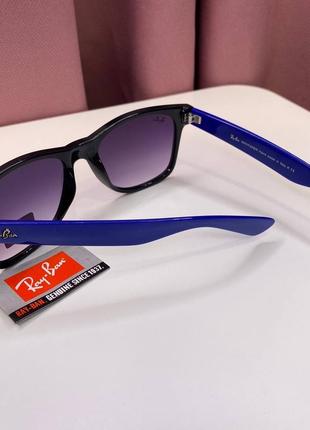 Очки ray-ban солнцезащитные черно-синие6 фото