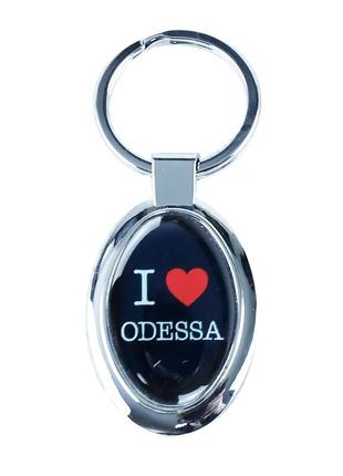 Брелок "i love odessa" чорний овальний