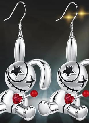 Креативні сережки з іграшкою зайцем