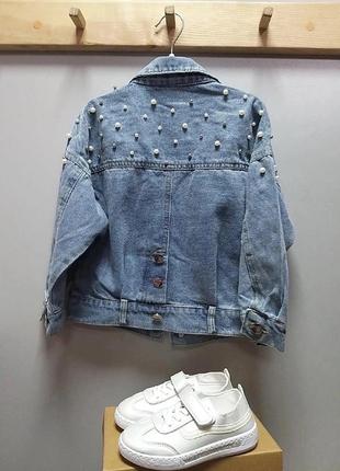 🔹стильна джинсова куртка з жемчужинками6 фото