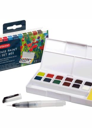 Набір inktense paint pan no2 12 кольорів + пензель із резервуаром derwent4 фото