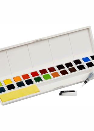 Набір inktense paint pan 24 кольори + пензель із резервуаром derwent5 фото