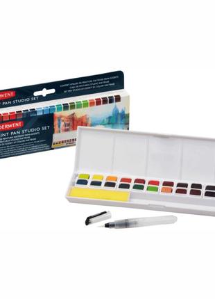 Набір inktense paint pan 24 кольори + пензель із резервуаром derwent3 фото