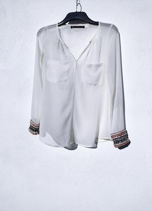 Прозора біла блуза zara1 фото
