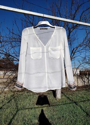Прозрачная белая блуза zara5 фото
