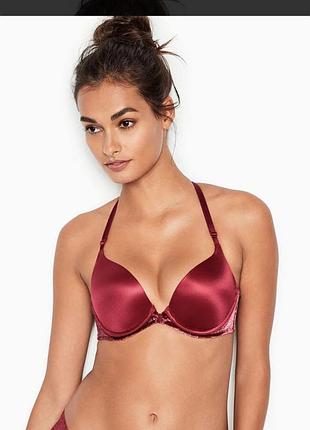 Стильный брендовый бордовый  бюстгальтер лифчик victoria’s secret пуш-ап