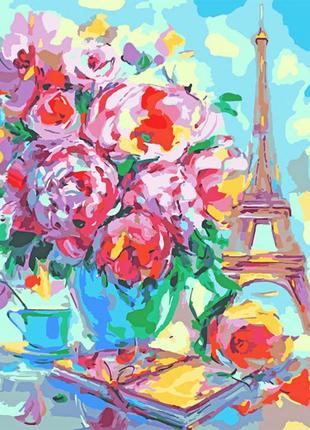 Холст-раскр за номерами 40*50см 954489  квітучий париж  на рамі