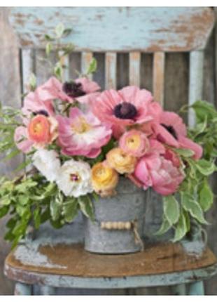 Алмазна мозаїка півонії 24*34см круглі камені за номерами (розмір полотна 30*40 см)