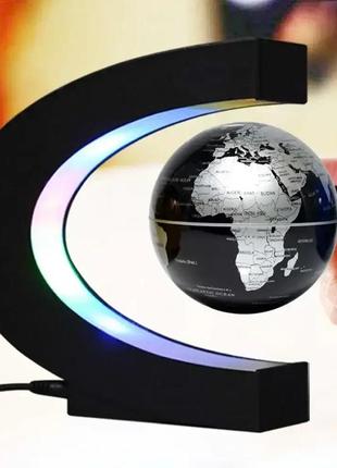 Нічник антигравітаційний левітуючий глобус (світиться), що обертається globe magnetic з підсвіткою чорний