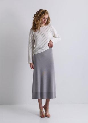 Женский элегантный ажурный джемпер молочного цвета. модель 27235 фото