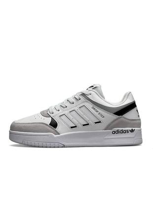 Мужские кроссовки adidas originals drop step white gray серые кожаные кеды адидас дроп степ