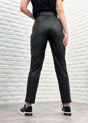 Жіночі прямі брюки з екошкіри галіфе висока посадка3 фото
