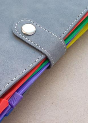 Блокнот органайзер для купюр із кольоровими прозорими конвертами файлами сірий а6...