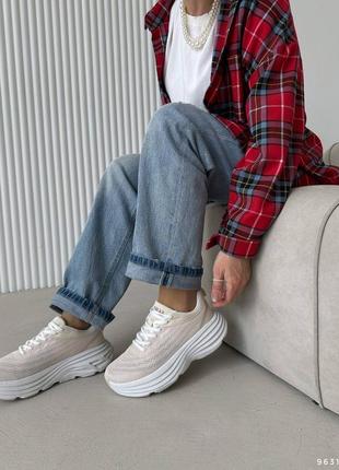 Женские текстильные, белые, стильные и качественные кроссовки на платформе. от 36 до 40 гг. 9631 мм.9 фото
