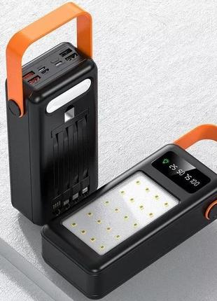 Портативний зовнішній акумулятор bilintong 40000mah power bank + led лампа чорний