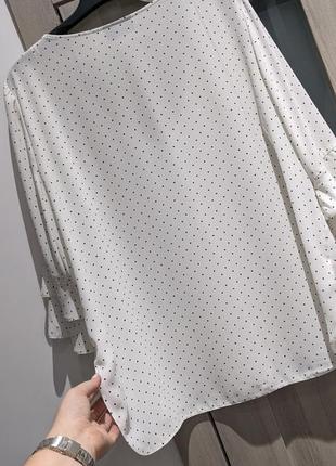 Блуза в горох великого розміру з красивим рукавом3 фото