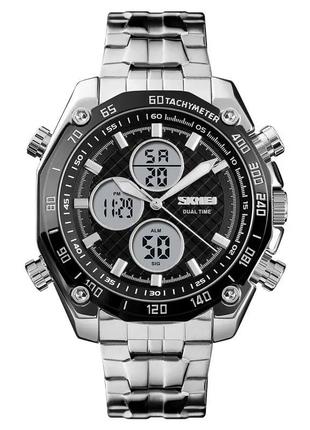 Чоловічий наручний класичний годинник skmei 1302 (сріблястий)