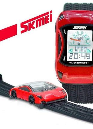 Детские часы машинка skmei 0961 (красный)