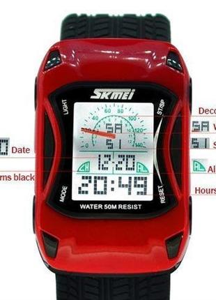 Детские часы машинка skmei 0961 (красный)