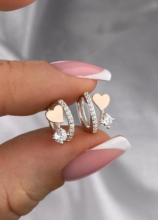 Серебряные серьги конго с золотыми пластинами
