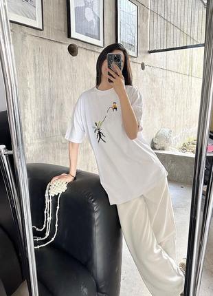 🩶 белая футболка с вышивкой loewe x suna fujita размер s9 фото