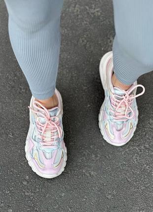 Кроссовки на платформе кожаные бежево- розовые5 фото