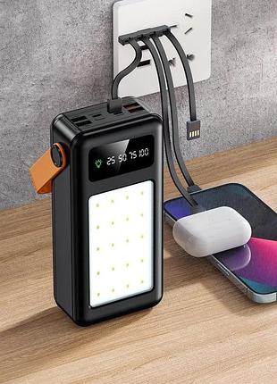 Портативний зовнішній акумулятор power bank bilintong 30000mah + ліхтарик чорний7 фото