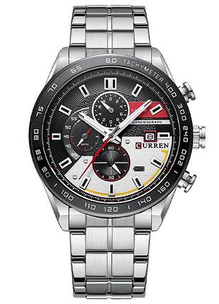 Водостойкие кварцевые часы curren chronograph silver