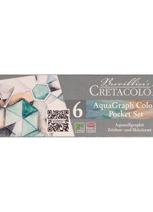 Набір графітних водорозчинних олівців aqua graph colors 6шт металева коробка cretacolor