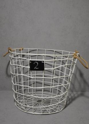 Кошик для зберігання плетений металевий decorart домашня 35 35x45 см білий. кошики для білизни, іграшок