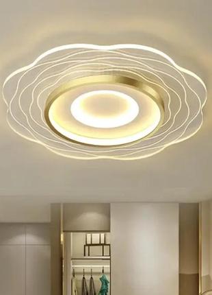 Світлодіодна люстра квіточка pj827wg (біло-золота) 40см