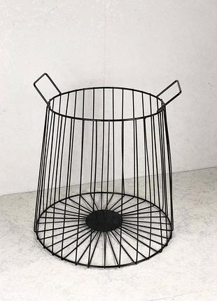 Кошик із ручками для зберігання плетений металевий decorart 33x27 см чорний кошики для білизни, іграшок