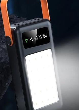 Портативний зовнішній акумулятор bilintong 50000mah power bank + led лампа чорний3 фото