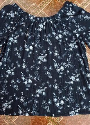 Блуза летняя черно-белая вискоза-жатка6 фото