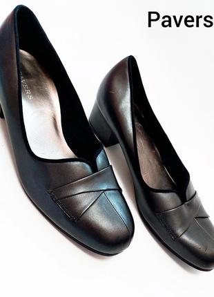 Нові жіночі туфлі чорного кольору на невеличкому каблуці від бренду  pavers. сток