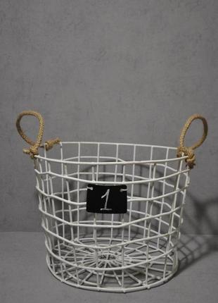 Кошик для зберігання плетений металевий decorart домашня 25 25x35 см білий. кошики для білизни, іграшок