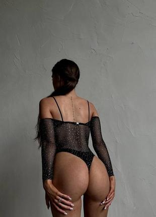 Боді в сітку зі стразами