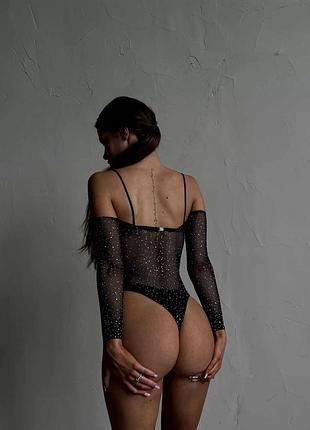 Боді в сітку зі стразами