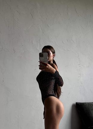 Боді в сітку зі стразами