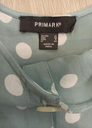 Блуза 100% віскоза, м'ятний колір білий горох, з баскою, primark5 фото