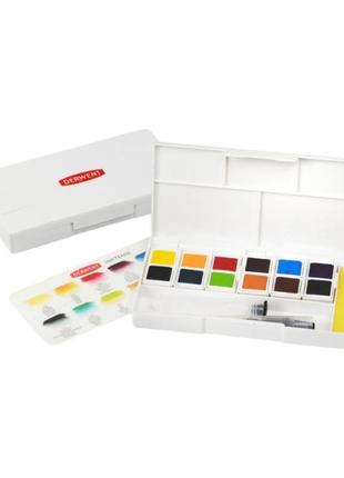 Набір inktense paint pan travel 12 кольорів + кисть із резервуаром derwent7 фото