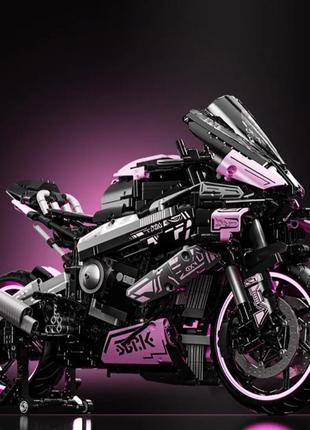 Конструктор мотоцикл bmw m 1000rr 1920 деталей чорний рожевий