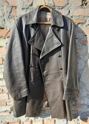 Кожаный тренч в стиле brunello cucinelli, двухбортный плащ из 100% кожи, l унисекс