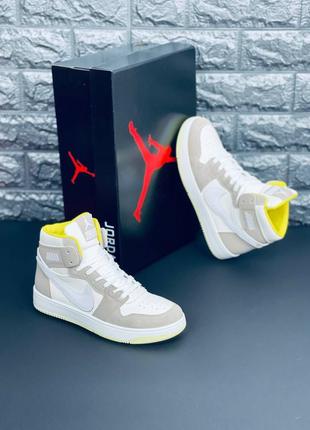 Женские кроссовки jordan жёлтые кожаные кроссовки джордан