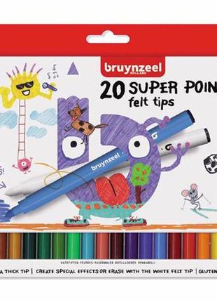 Набір дитячих фломастерів super point 20 кв грубий стрижень bruynzeel