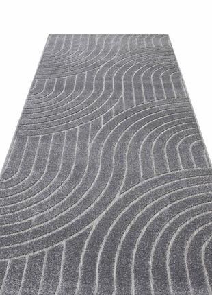 Ковер с рельефным ворсом dakaria karat oksi run 38025/608 0.80x3.50 м серый