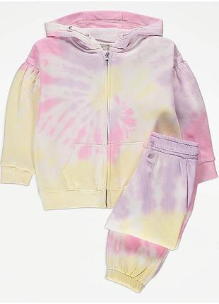 Розовый комплект с принтом тай-дай и брюк-джоггеров george 6732