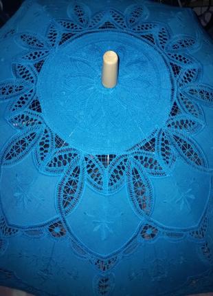 Зонт от солнца. буранские кружева. оригинал. италия. темно- голубой.