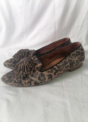 Жіночі леопардові шкіряні лофери, туфлі, балетки